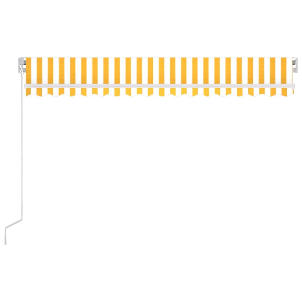 vidaXL Manual Retractable Awning with LED 450x300 cm Yellow and White 3