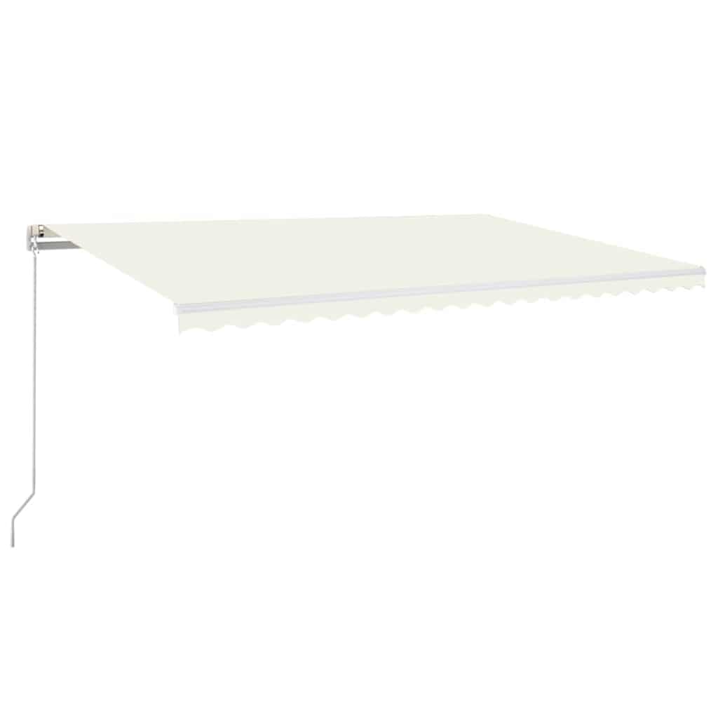 Manual Awning with Solar LED 5 x 3 m Stripe with white frame Drop 300 cm Width 500 cm Cream