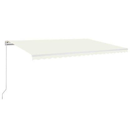 Manual Awning with Solar LED 5 x 3 m Stripe with white frame Drop 300 cm Width 500 cm Cream
