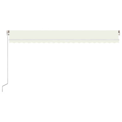 Manual Awning with Solar LED 5 x 3 m Stripe with white frame Drop 300 cm Width 500 cm Cream