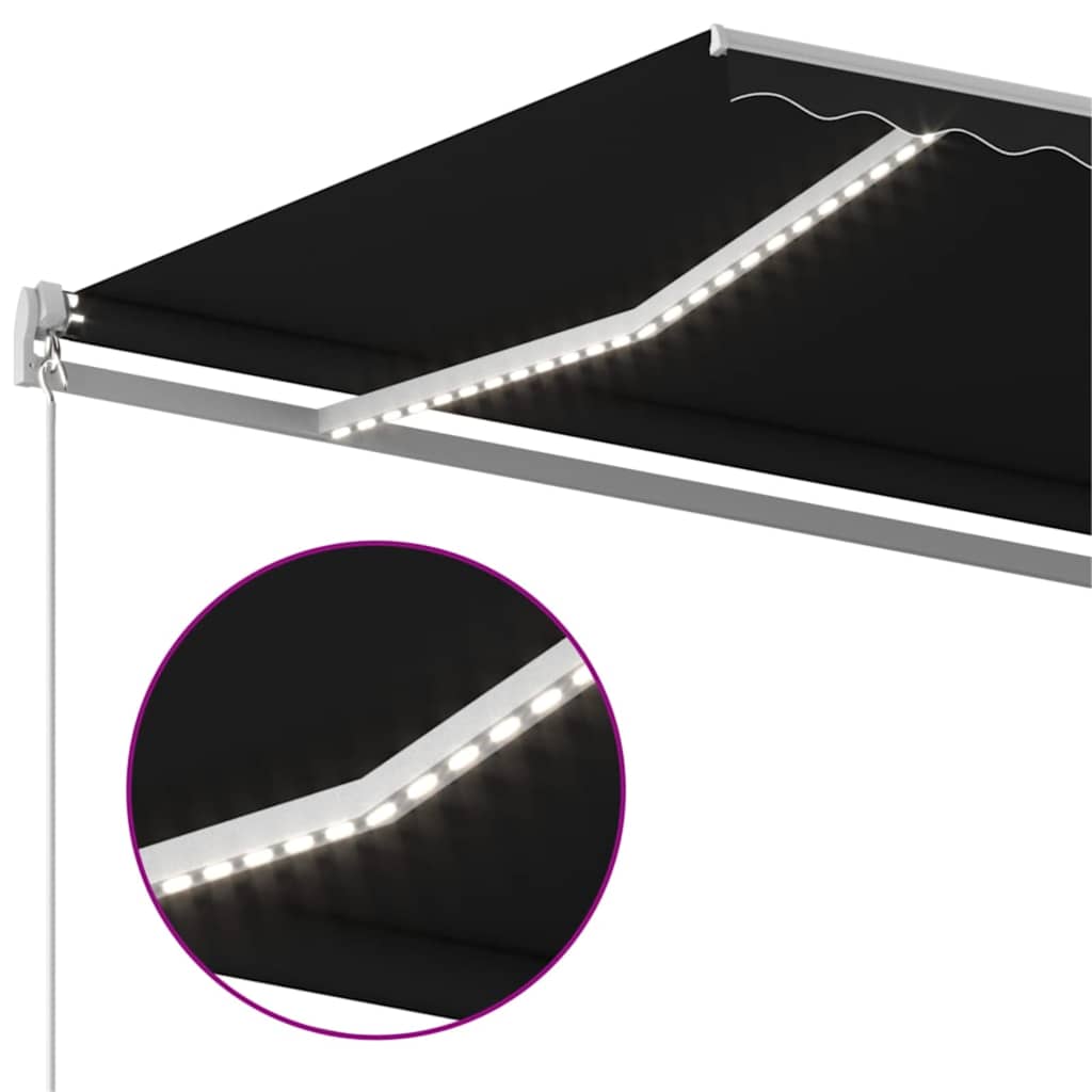 vidaXL Manual Retractable Awning with LED 500x300 cm Anthracite 4