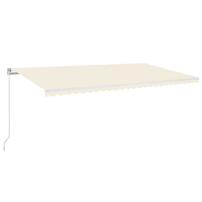 Manual Awning with Solar LED 6 x 3 m Stripe with white frame Drop 300 cm Width 600 cm Cream