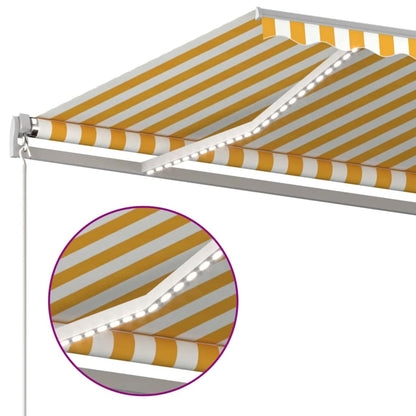 vidaXL Manual Retractable Awning with LED 600x300 cm Yellow and White 4