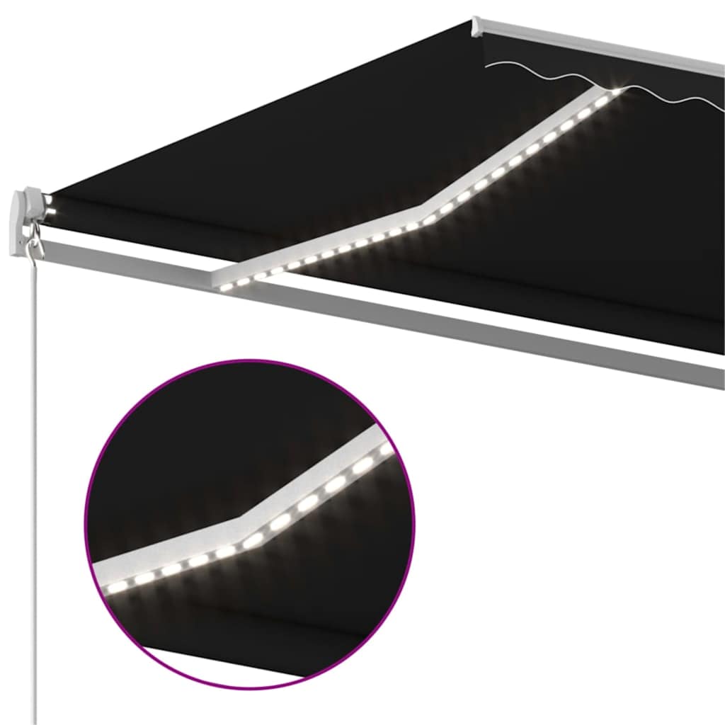 vidaXL Manual Retractable Awning with LED 600x300 cm Anthracite 4