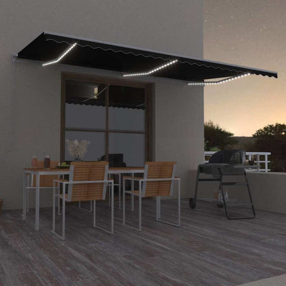 vidaXL Manual Retractable Awning with LED 600x300 cm Anthracite 1