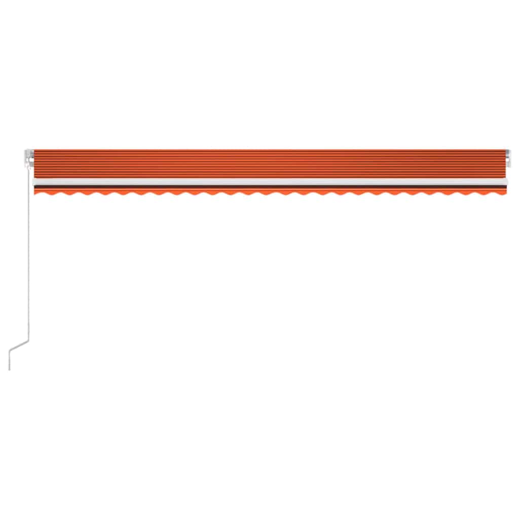 vidaXL Manual Retractable Awning with LED 600x300 cm Orange and Brown 3
