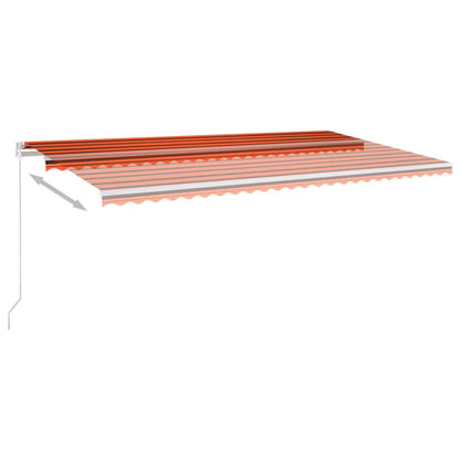vidaXL Manual Retractable Awning with LED 600x300 cm Orange and Brown 6