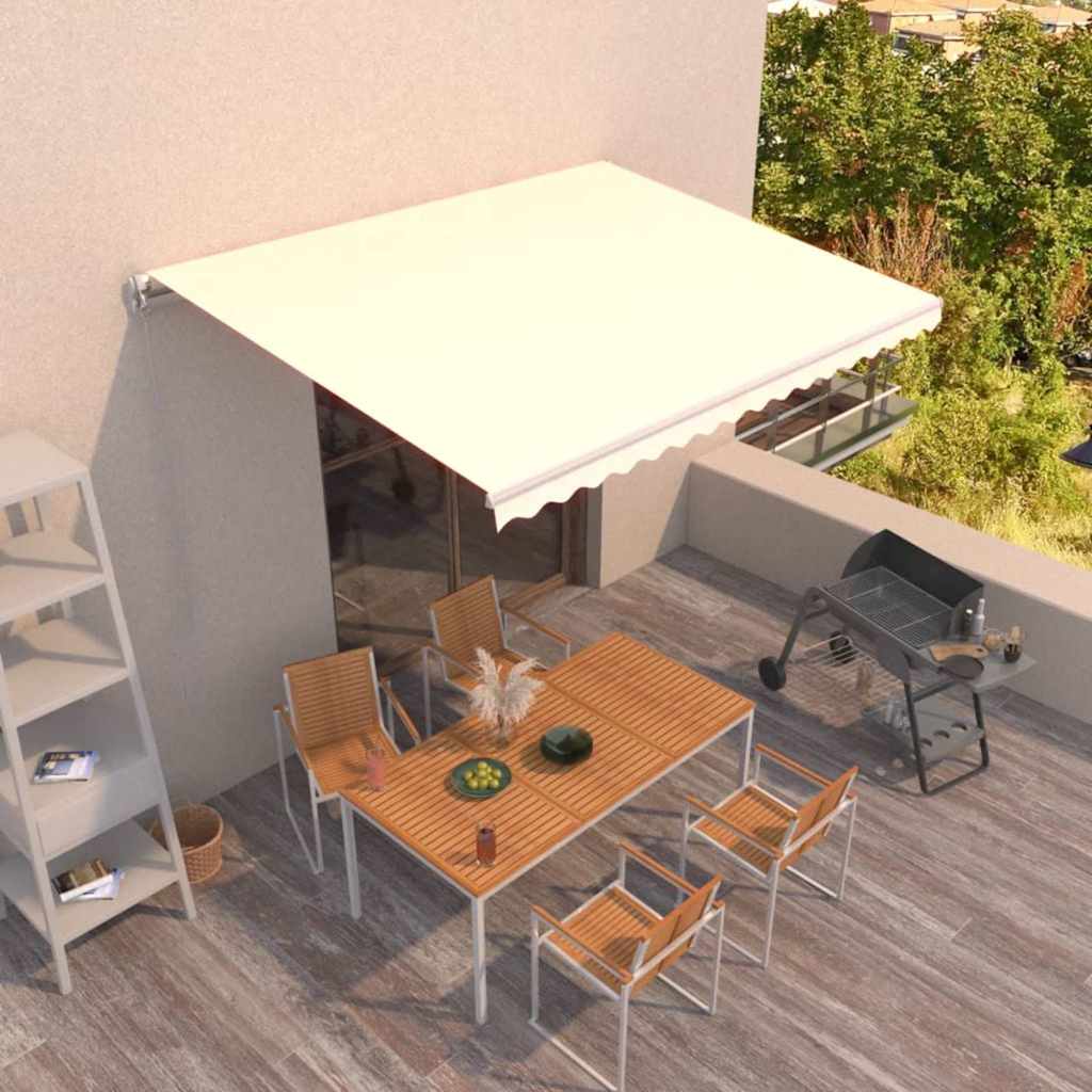 Manual Retractable Awning 400x350 cm with White Frame Cream