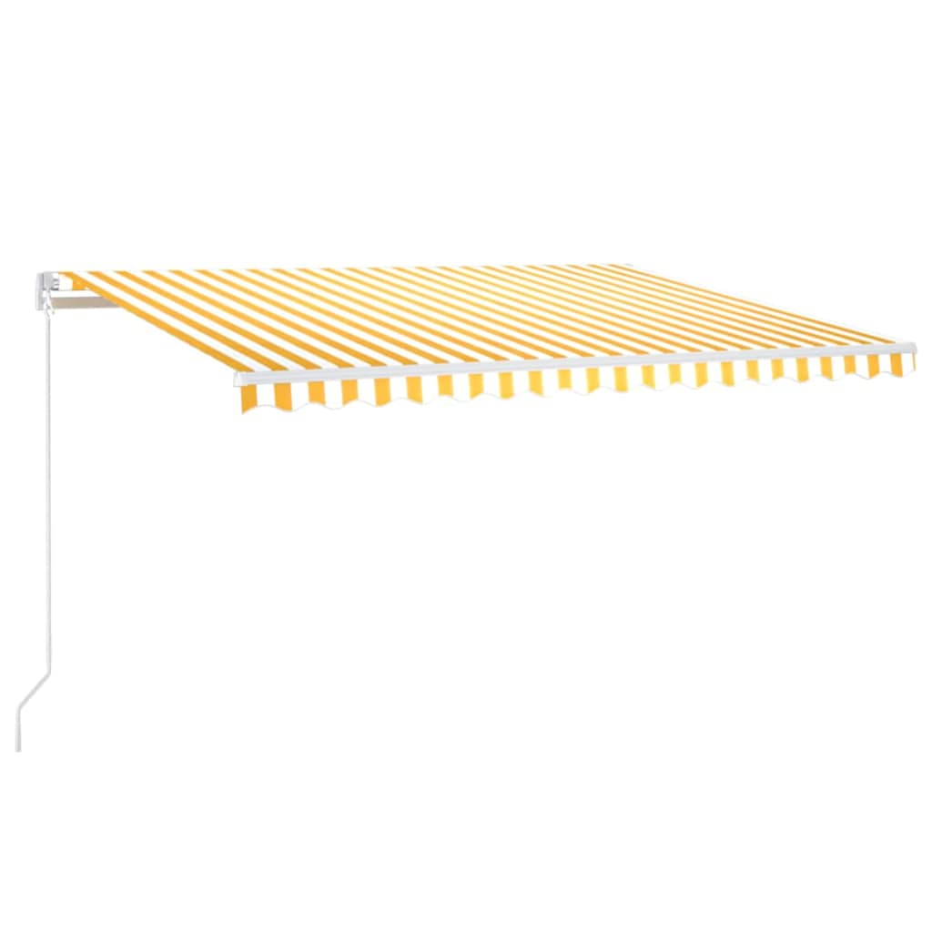vidaXL Manual Retractable Awning 450x350 cm Yellow and White 2