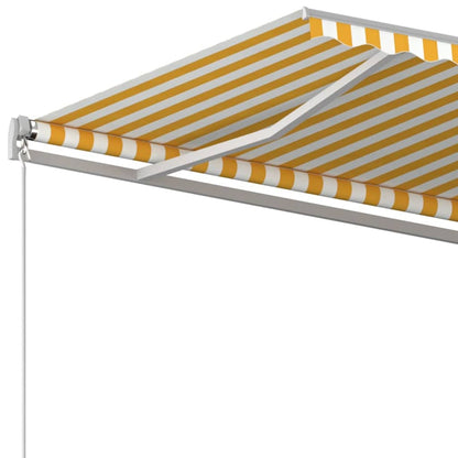 vidaXL Manual Retractable Awning 450x350 cm Yellow and White 4