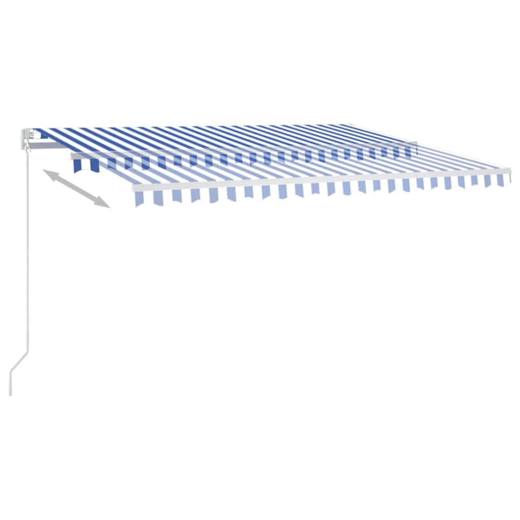 vidaXL Manual Retractable Awning with LED 450x350 cm Blue and White 6