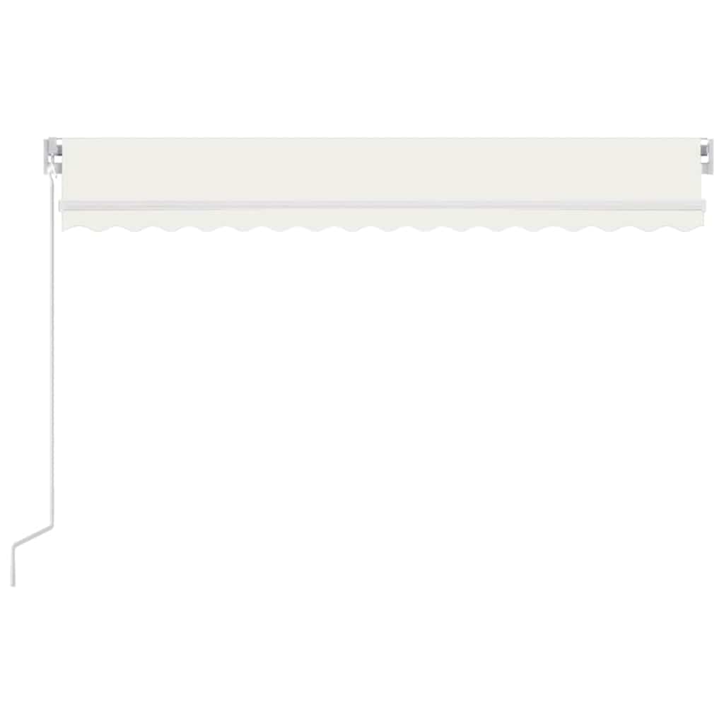 Manual Retractable Awning with LED with white frame Drop 350 cm Cream
