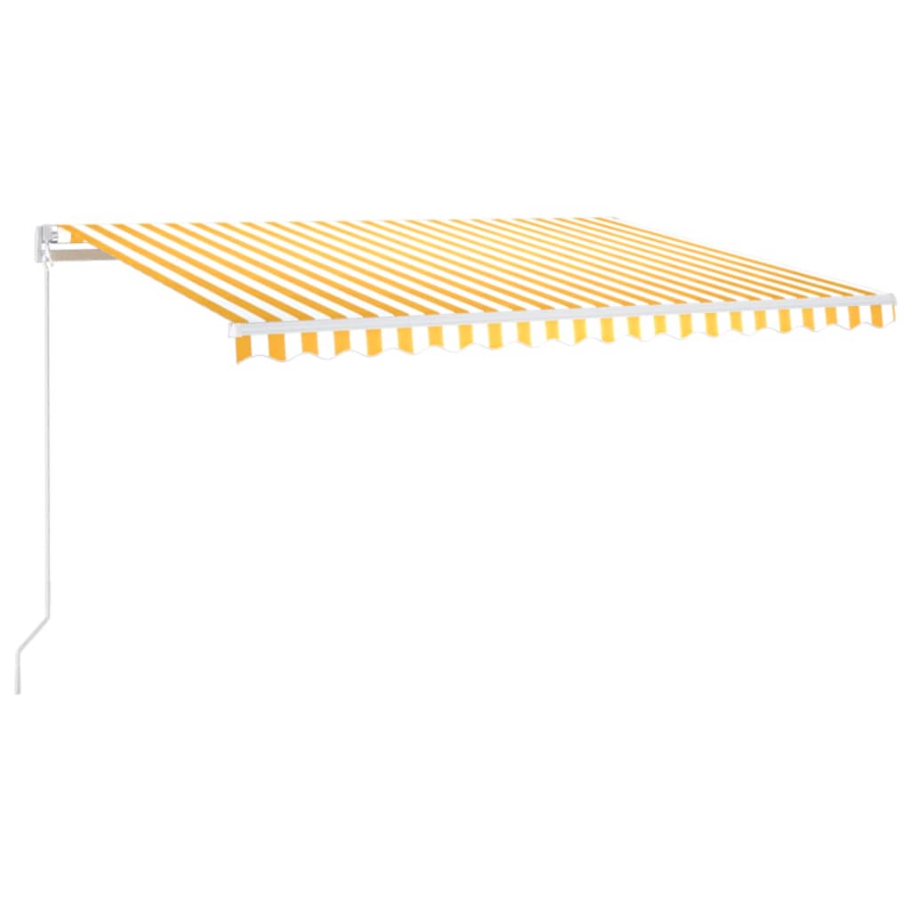vidaXL Manual Retractable Awning with LED 450x350 cm Yellow and White 2