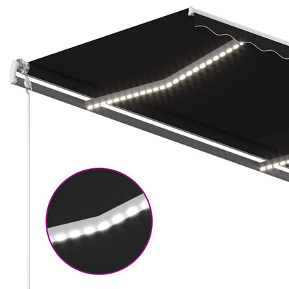 vidaXL Manual Retractable Awning with LED 450x350 cm Anthracite 4