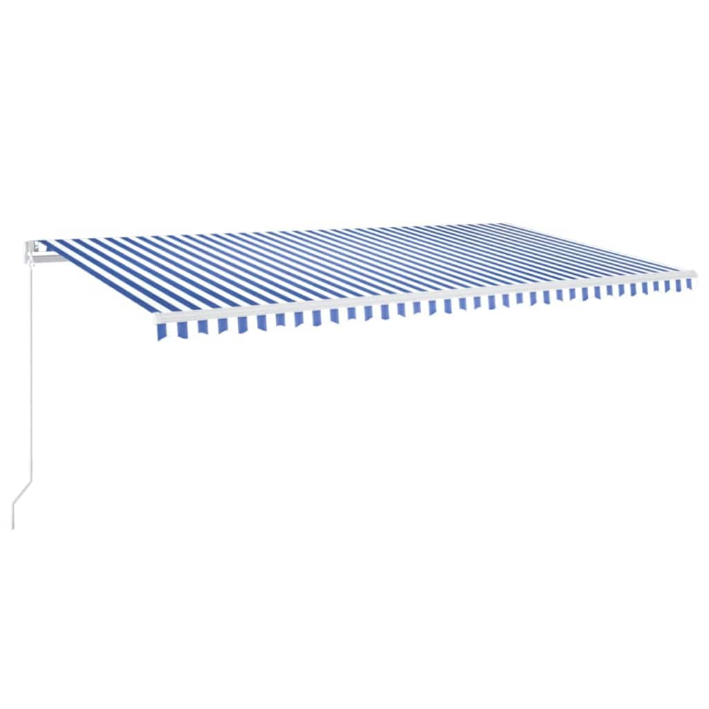 Manual Retractable Awning 600x350 cm with White Frame Blue and white