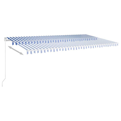 Manual Retractable Awning 600x350 cm with White Frame Blue and white