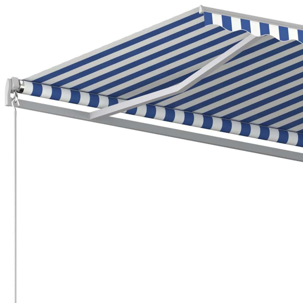 Manual Retractable Awning 600x350 cm with White Frame Blue and white