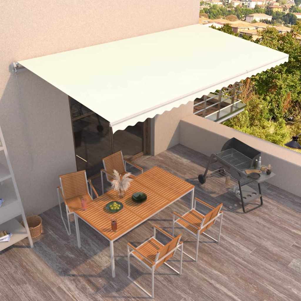 Manual Retractable Awning 600x350 cm with White Frame Cream