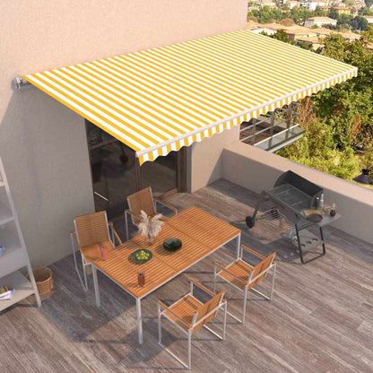 Manual Retractable Awning 600x350 cm with White Frame Yellow and white