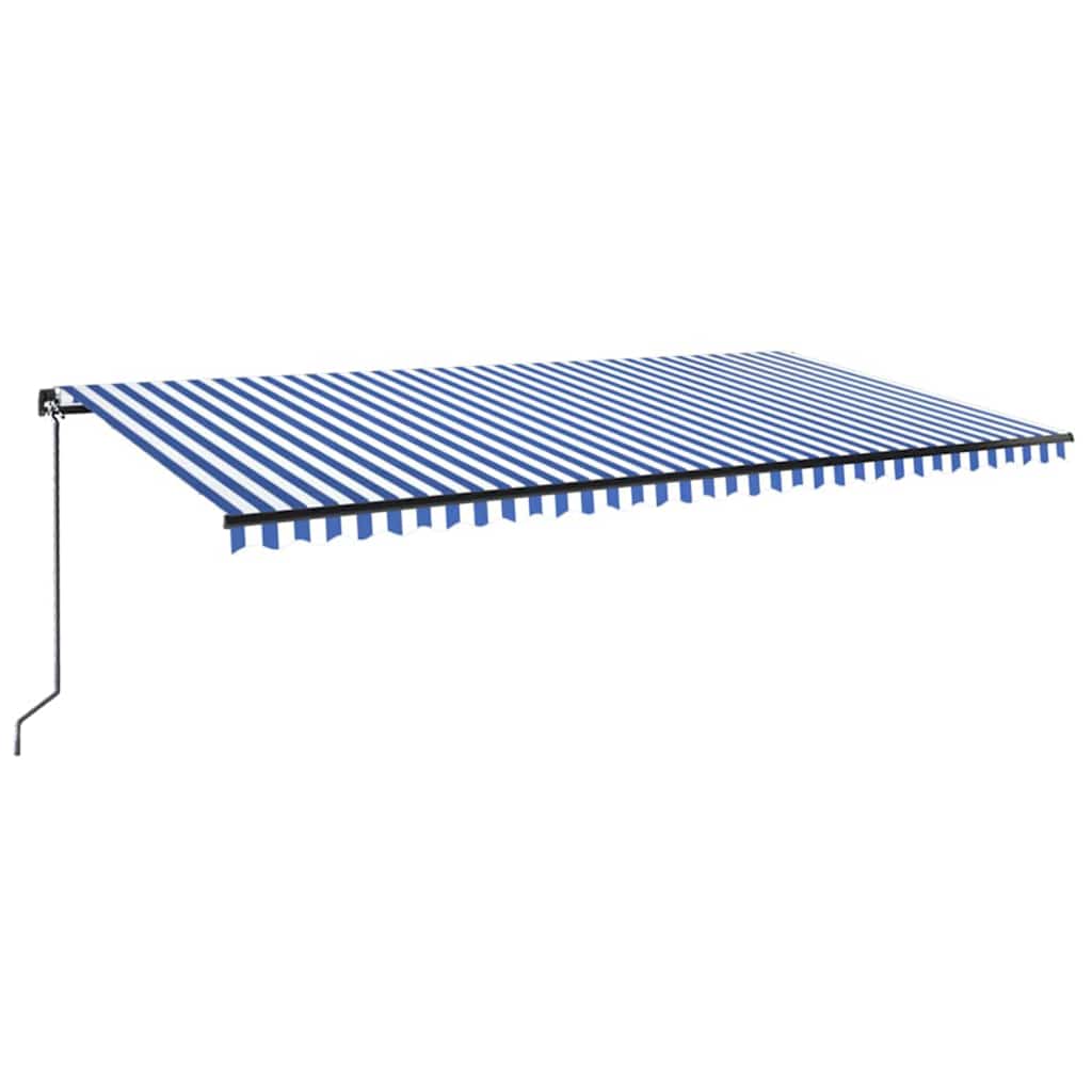 vidaXL Manual Retractable Awning with LED 600x300 cm Blue and White 2
