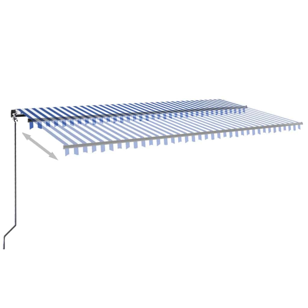vidaXL Manual Retractable Awning with LED 600x300 cm Blue and White 3