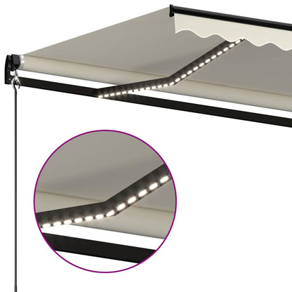 vidaXL Manual Retractable Awning with LED 400x350 cm Cream 4