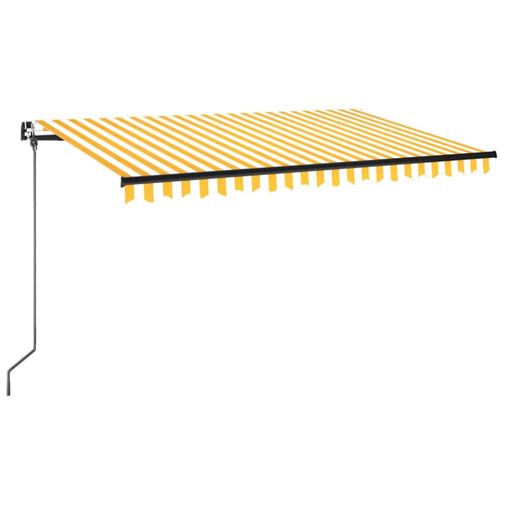 vidaXL Manual Retractable Awning with LED 400x350 cm Yellow and White 2