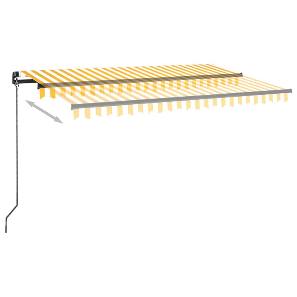 vidaXL Manual Retractable Awning with LED 400x350 cm Yellow and White 6
