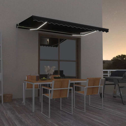 vidaXL Manual Retractable Awning with LED 400x350 cm Anthracite 1