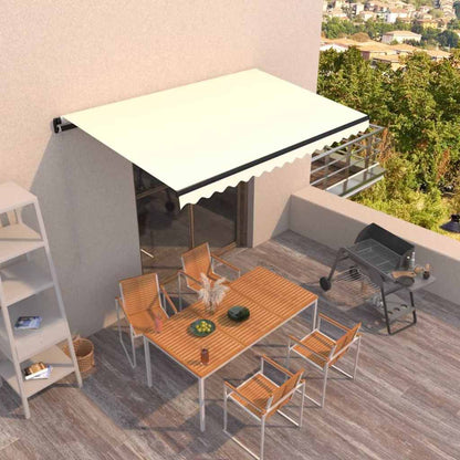 Manual Awning 4 x 3.5 m 100% Polyester Drop 350 cm Cream 450 cm
