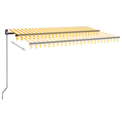 vidaXL Manual Retractable Awning with LED 450x350 cm Yellow and White 6