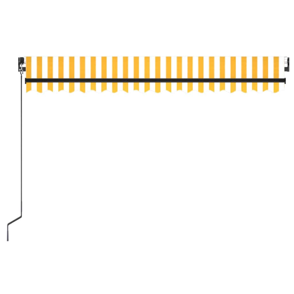 vidaXL Manual Retractable Awning with LED 450x350 cm Yellow and White 3