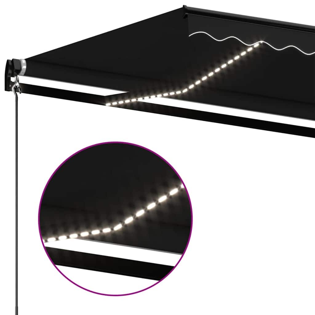 vidaXL Manual Retractable Awning with LED 450x350 cm Anthracite 4