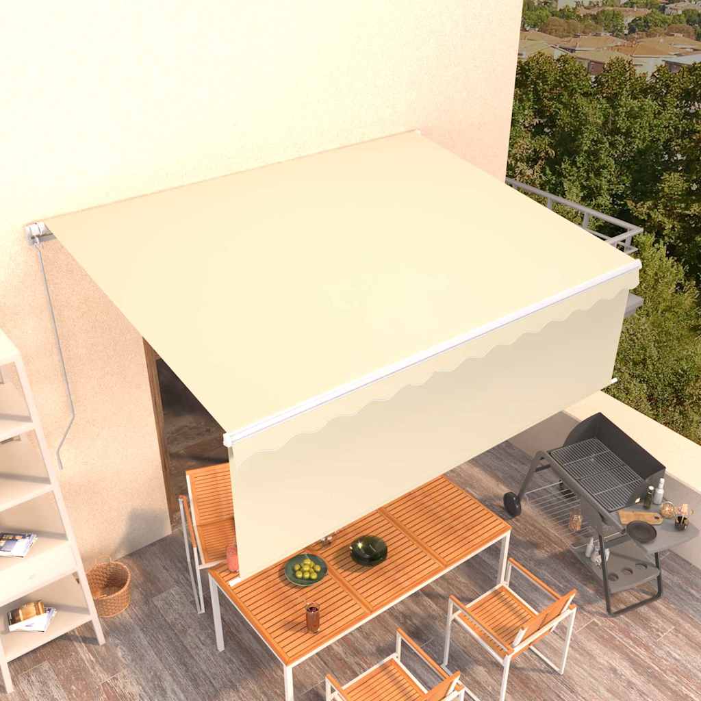 vidaXL Manual Retractable Awning with Blind 4x3m Cream 1