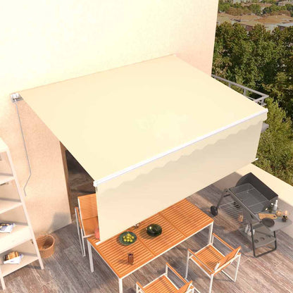 vidaXL Manual Retractable Awning with Blind 4x3m Cream 1