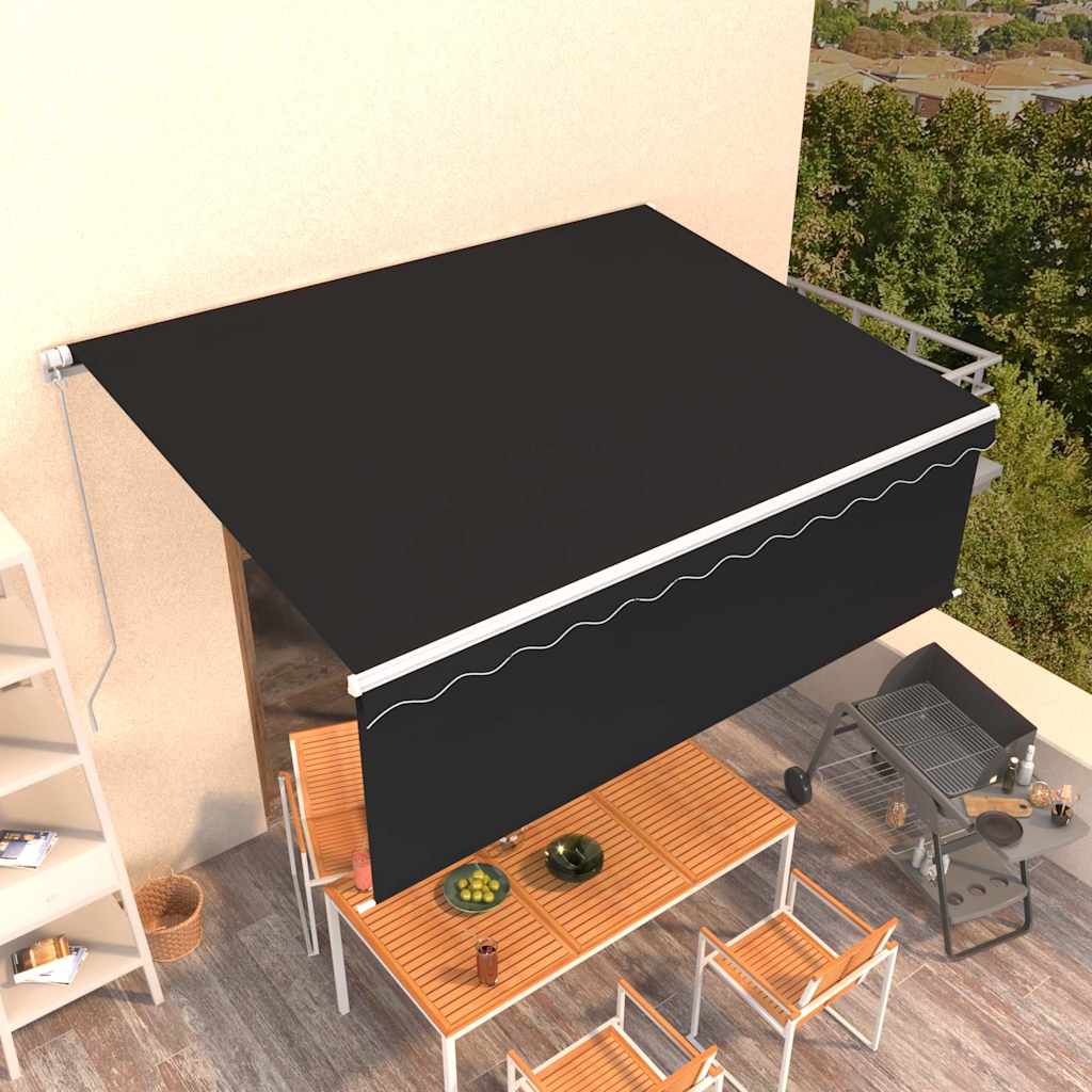 vidaXL Manual Retractable Awning with Blind 4x3m Anthracite 1