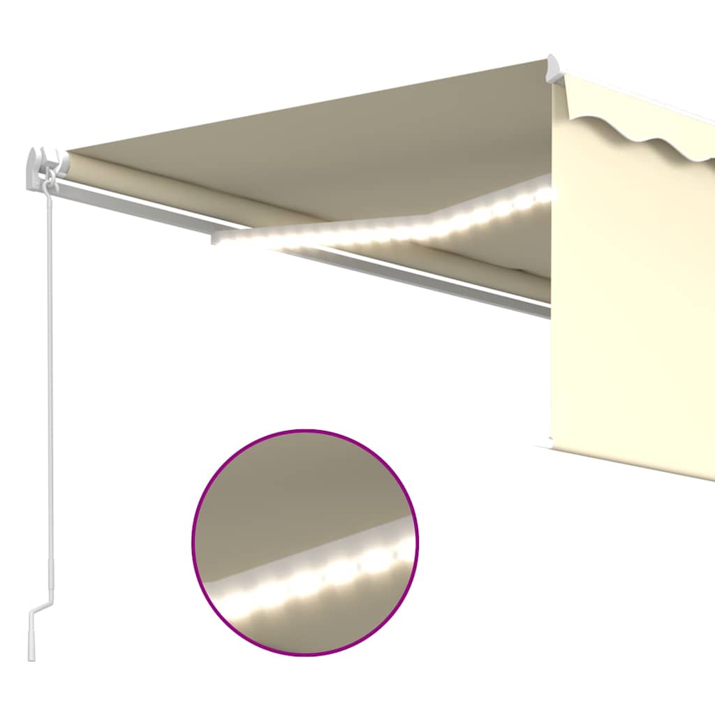 vidaXL Manual Retractable Awning with Blind&LED 4x3m Cream 4