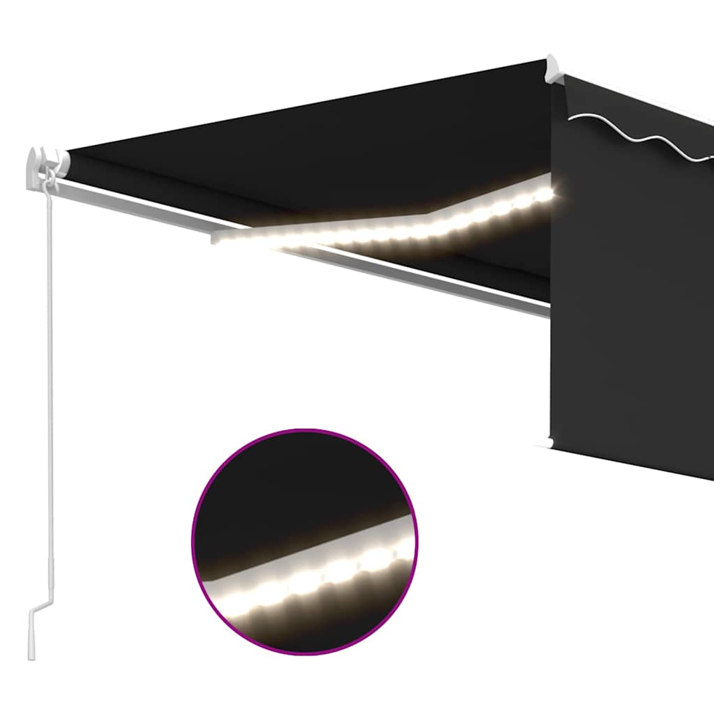 vidaXL Manual Retractable Awning with Blind&LED 4x3m Anthracite 4
