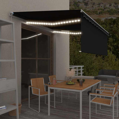 vidaXL Manual Retractable Awning with Blind&LED 4x3m Anthracite 1