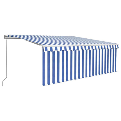 vidaXL Manual Retractable Awning with Blind&LED 4,5x3m Blue&White 2
