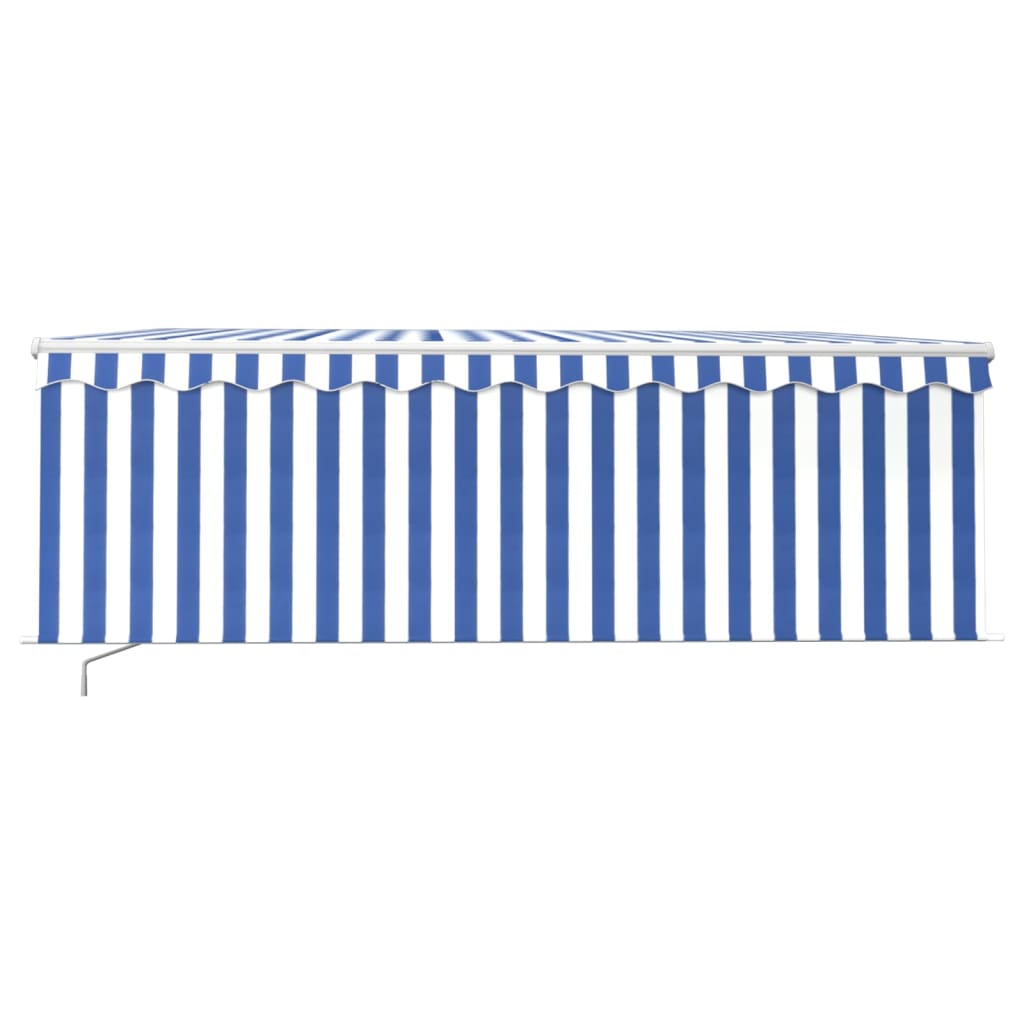 vidaXL Manual Retractable Awning with Blind&LED 4,5x3m Blue&White 3