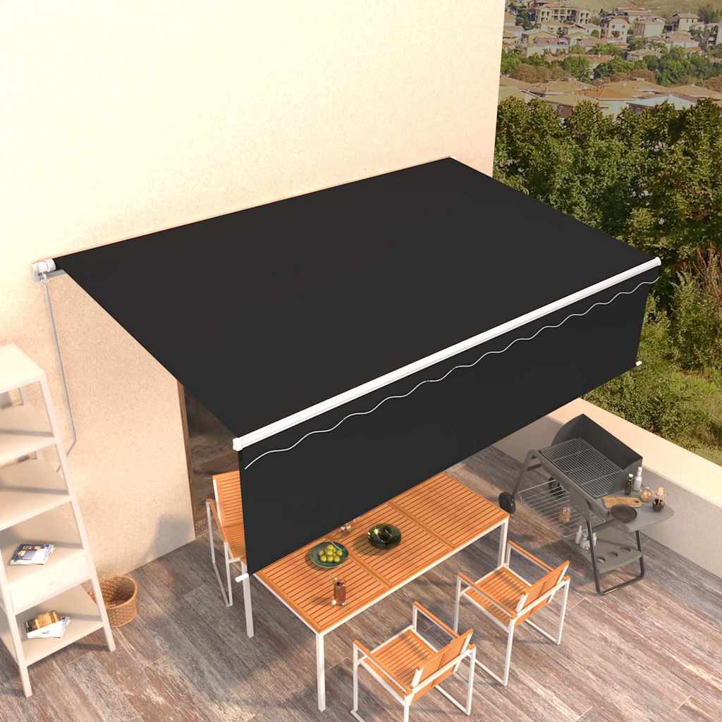 vidaXL Manual Retractable Awning with Blind 5x3m Anthracite 1