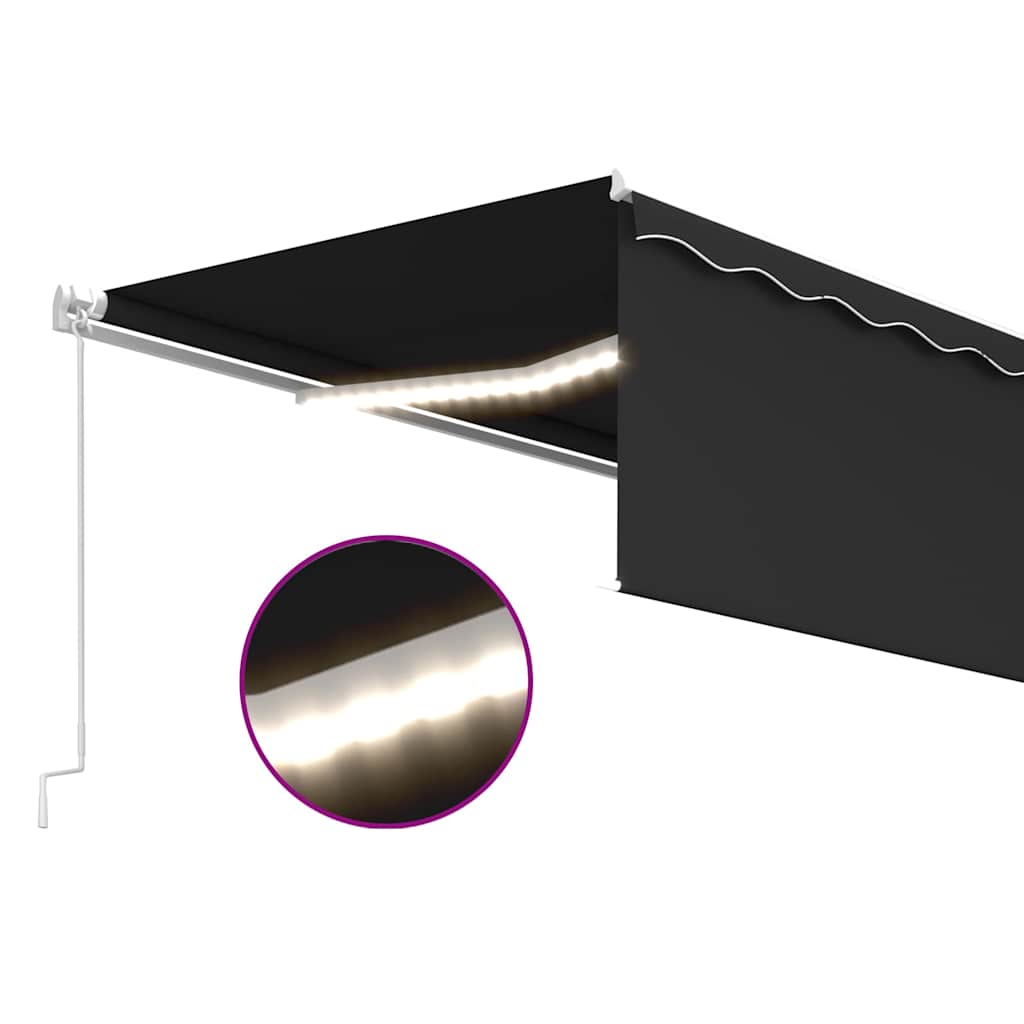 vidaXL Manual Retractable Awning with Blind&LED 5x3m Anthracite 4