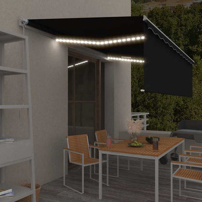 vidaXL Manual Retractable Awning with Blind&LED 5x3m Anthracite 1