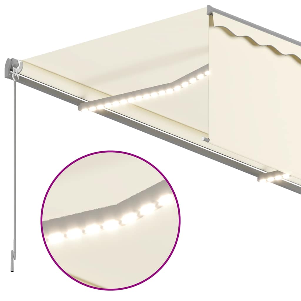 vidaXL Manual Retractable Awning with Blind&LED 4x3m Cream 4