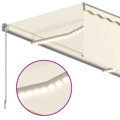 vidaXL Manual Retractable Awning with Blind&LED 4x3m Cream 4