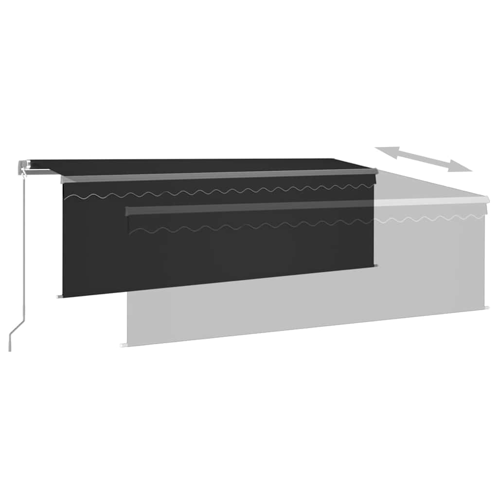 vidaXL Manual Retractable Awning with Blind&LED 4x3m Anthracite 6