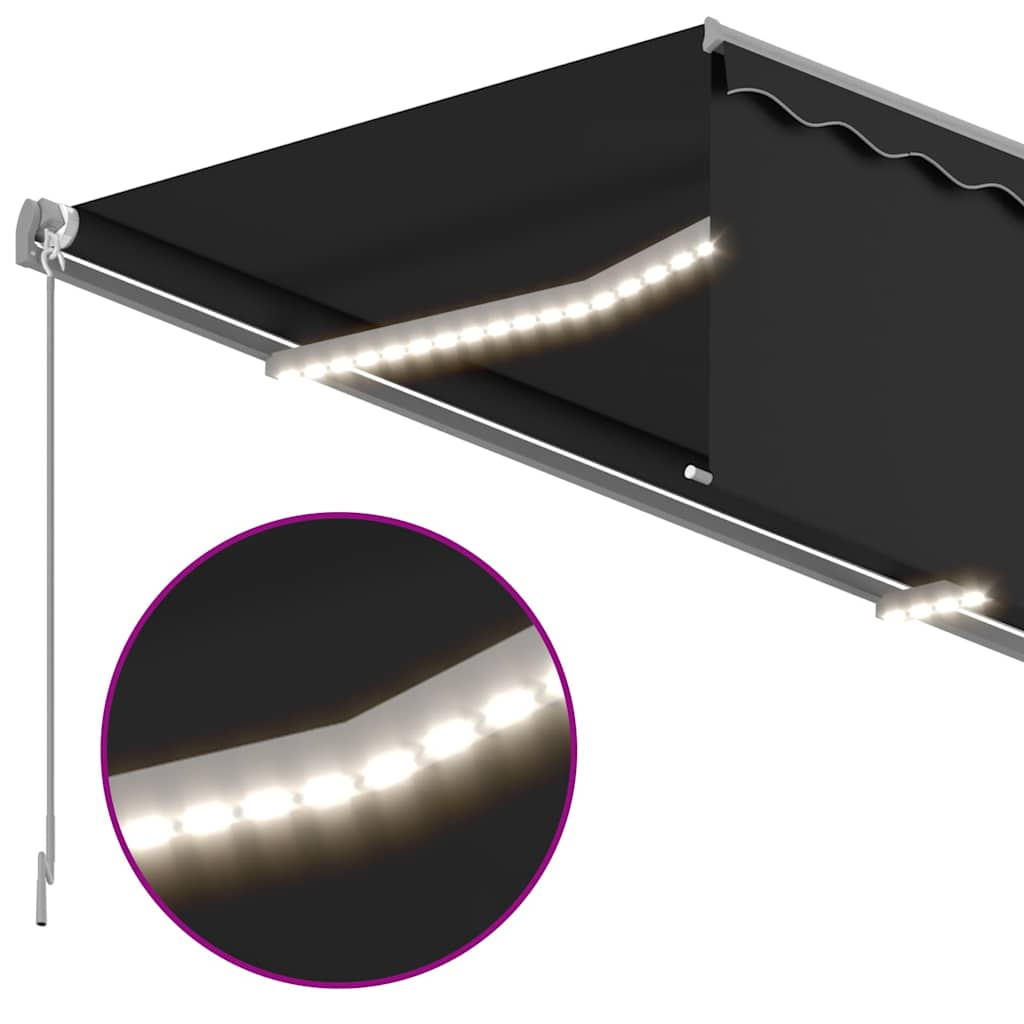vidaXL Manual Retractable Awning with Blind&LED 4x3m Anthracite 4