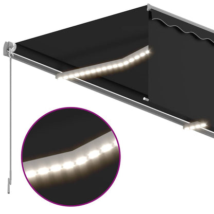 vidaXL Manual Retractable Awning with Blind&LED 4x3m Anthracite 4