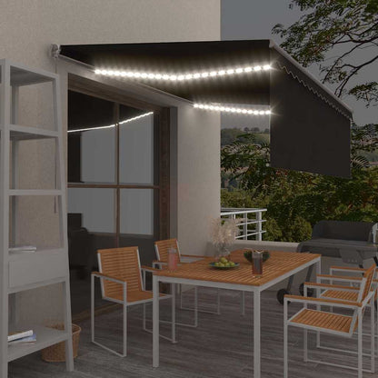 vidaXL Manual Retractable Awning with Blind&LED 4x3m Anthracite 1